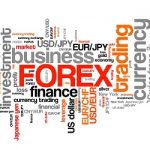 Forex - foreign exchange currency trading word cloud illustration. Tag cloud keyword concept.